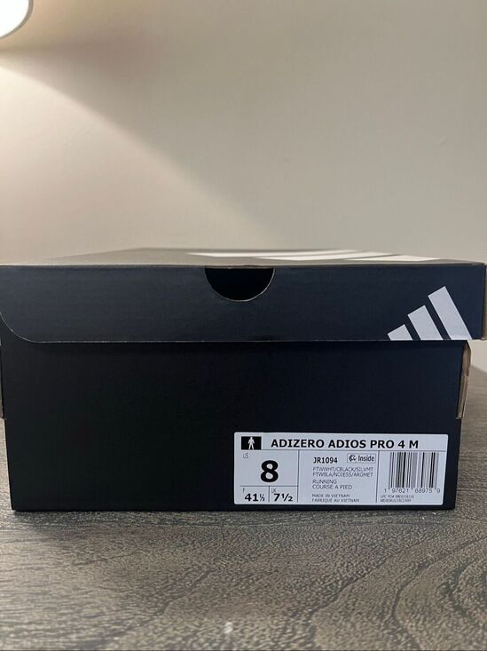 Adidas Adizero Adios Pro 4 Running Shoes Men’s Size 8 White/Black JR1094 NWT main image 11